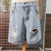 Light Wash Distressed Denim Shorts – Size L