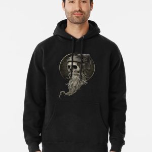 Viking Vintage Skull Beard with Headphone Pullover Hoodie