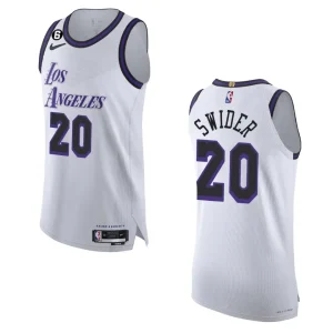 2022-23 City Edition Los Angeles Lakers Cole Swider White Authentic Jersey - Alzaintravels