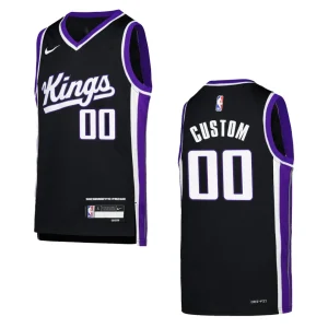 2023-24 Sacramento Kings Youth Icon Edition Custom Black Jersey - Alzaintravels