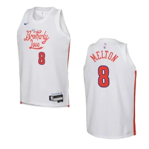 2022-23 Philadelphia 76ers Youth City Edition De'Anthony Melton White Jersey - Alzaintravels