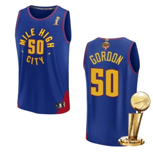 Denver Nuggets 2023 NBA Finals Champions Aaron Gordon Fastbreak Player Blue Jersey - Alzaintravels