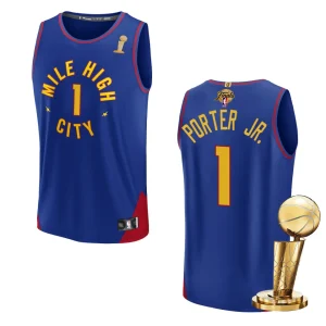 Denver Nuggets 2023 NBA Finals Champions Michael Porter Jr. Fastbreak Player Blue Jersey - Alzaintravels