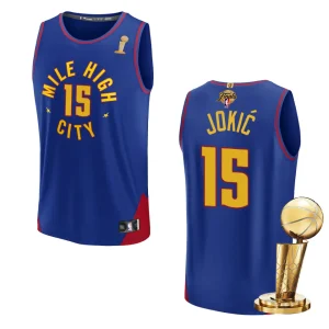 Denver Nuggets 2023 NBA Finals Champions Nikola Jokic Fastbreak Player Blue Jersey - Alzaintravels