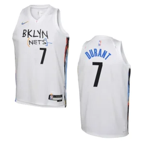 2022-23 Brooklyn Nets Youth City Edition Kevin Durant White Jersey - Alzaintravels