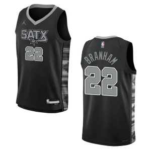 2022-23 San Antonio Spurs Youth Statement Edition Malaki Branham Black Jersey - Alzaintravels