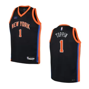 Youth New York Knicks 2022-23 City Edition Obi Toppin Black Jersey - Alzaintravels