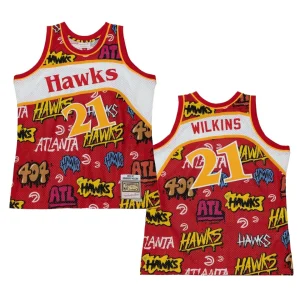 Slap Sticker Dominique Wilkins Atlanta Hawks 1986-87 Red HWC Jersey - Alzaintravels