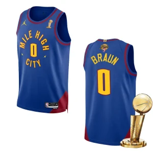 Denver Nuggets 2023 NBA Finals Champions Christian Braun Statement Blue Jersey - Alzaintravels