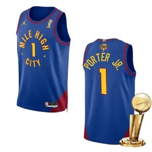 Denver Nuggets 2023 NBA Finals Champions Michael Porter Jr. Statement Blue Jersey - Alzaintravels