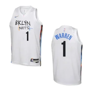 2022-23 Brooklyn Nets Youth City Edition T.J Warren White Jersey - Alzaintravels