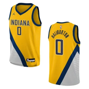 2022-23 Indiana Pacers Youth Statement Edition Tyrese Haliburton Yellow Jersey - Alzaintravels