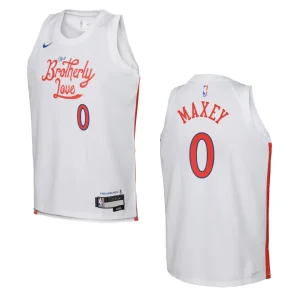 2022-23 Philadelphia 76ers Youth City Edition Tyrese Maxey White Jersey - Alzaintravels