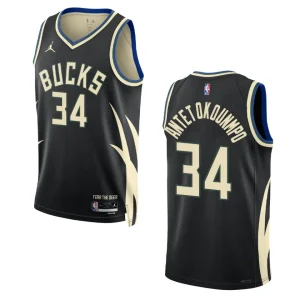 Bucks 2022-23 Statement Edition Giannis Antetokounmpo Black Jersey Swingman - Alzaintravels